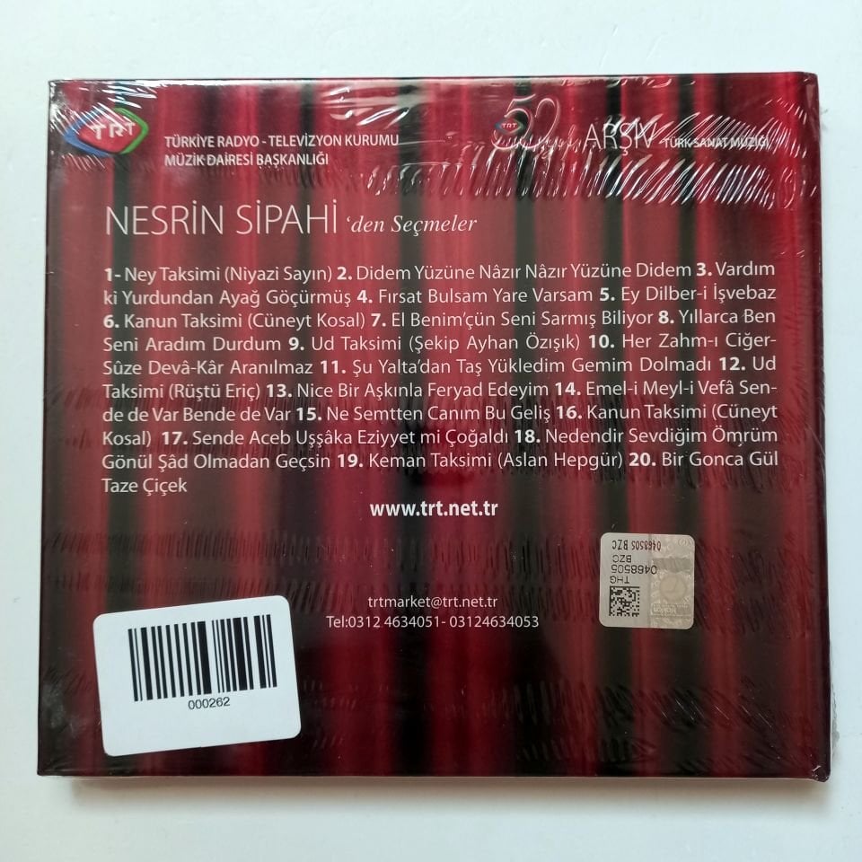 50. YIL ÖZEL NESRİN SİPAHİ'DEN SEÇMELER / TÜRK SANAT MÜZİĞİ / TRT ARŞİV SERİSİ 281 - CD SIFIR