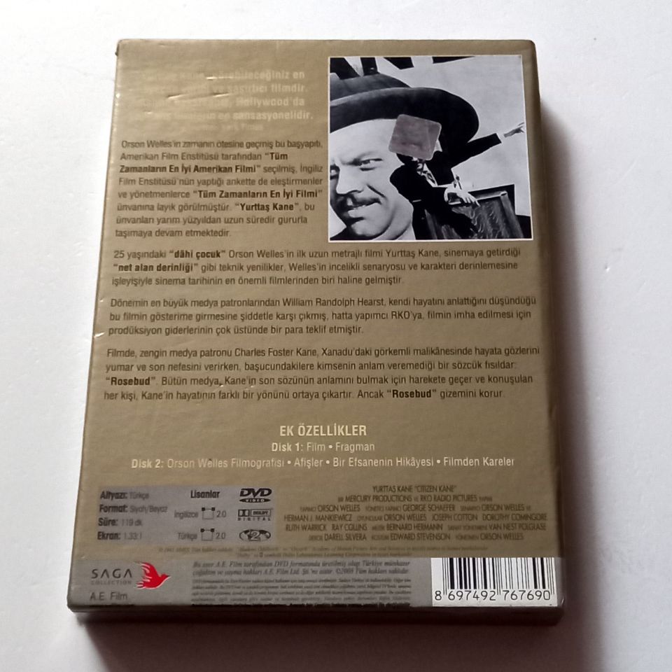CITIZEN KANE / YURTTAŞ KANE - ORSON WELLES, JOSEPH COTTON - YÖN. : ORSON WELLES - 2 DVD SET 2.EL