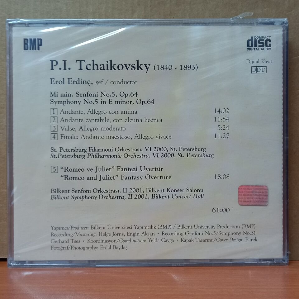 EROL ERDİNÇ - TCHAIKOVSKY / SENFONI NO.5 ROMEO VE JULIET / ST. PETERSBURG FİLARMONİ ORKESTRASI, BİLKENT SENFONİ ORKESTRASI  (2001) - CD SIFIR