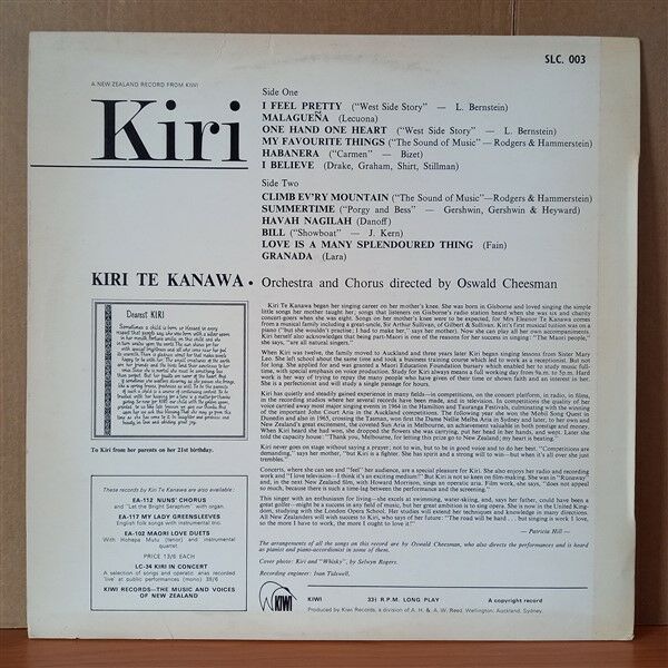 KIRI TE KANAWA – KIRI (1966) - LP 2.EL PLAK