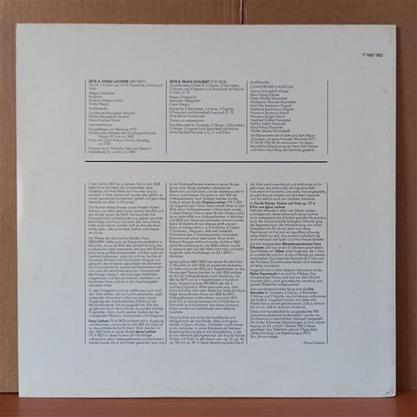 I. LACHNER / F. SCHUBERT – KAMMERMUSIKALISCHE KOSTBARKEITEN - LP 2.EL PLAK