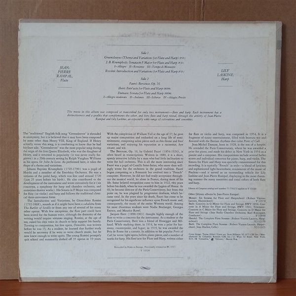 JEAN-PIERRE RAMPAL / LILY LASKINE – MUSIC FOR FLUTE AND HARP (1975) - LP 2.EL PLAK