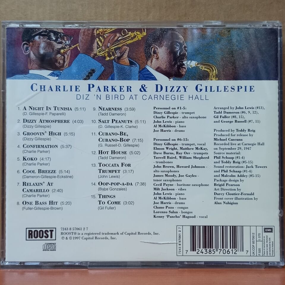 CHARLIE PARKER & DIZZY GILLESPIE – DIZ 'N BIRD AT CARNEGIE HALL (1997) - CD 2.EL