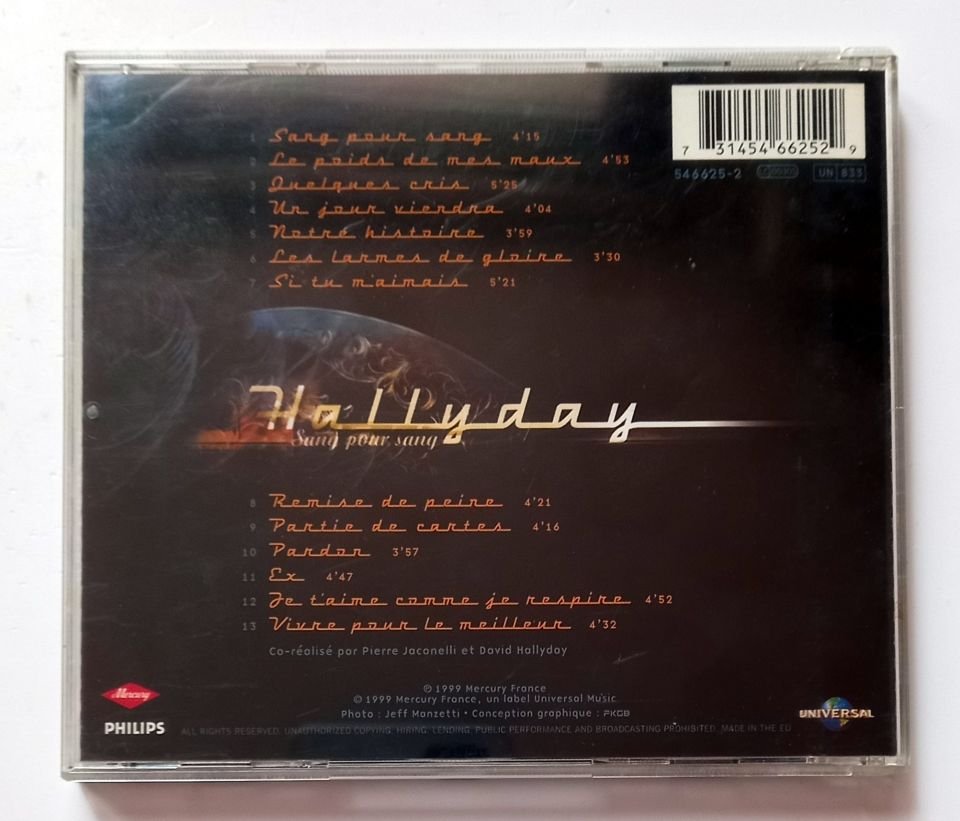 JOHNNY HALLYDAY – SANG POUR SANG (1999) - CD 2.EL