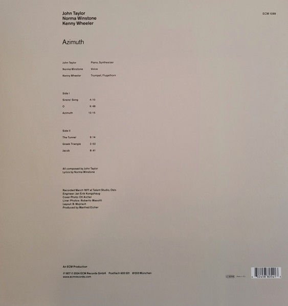 JOHN TAYLOR, NORMA WINSTONE, KENNY WHEELER – AZIMUTH (1977) - LP 2024 REISSUE ECM SIFIR PLAK