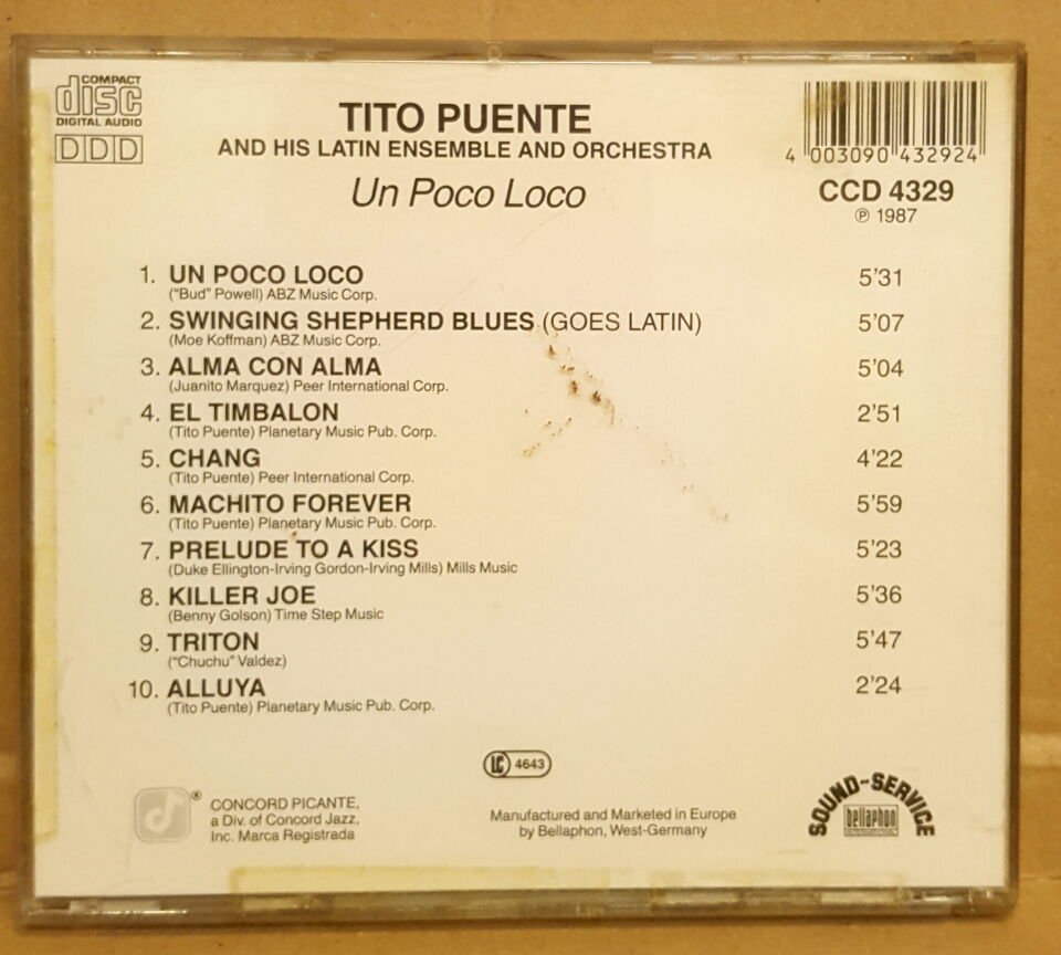 TITO PUENTE - UN POCO ÖLOCO (1987) - CD LATIN JAZZ 2.EL