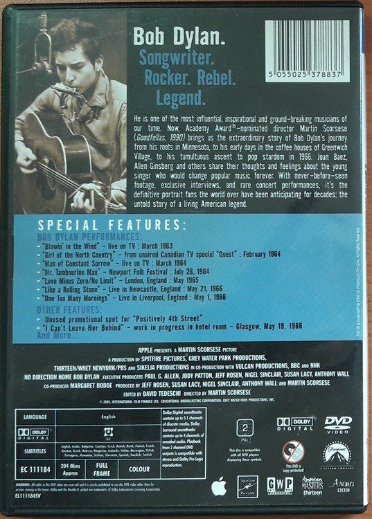 NO DIRECTION HOME BOB DYLAN - EVE DÖNÜŞ YOK - MARTIN SCORSESE - 2xDVD 2.EL