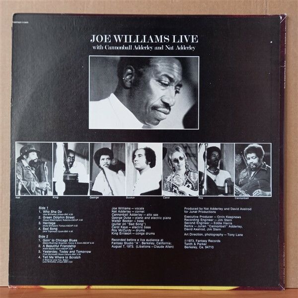 JOE WILLIAMS – JOE WILLIAMS LIVE (1973) - LP 2.EL PLAK