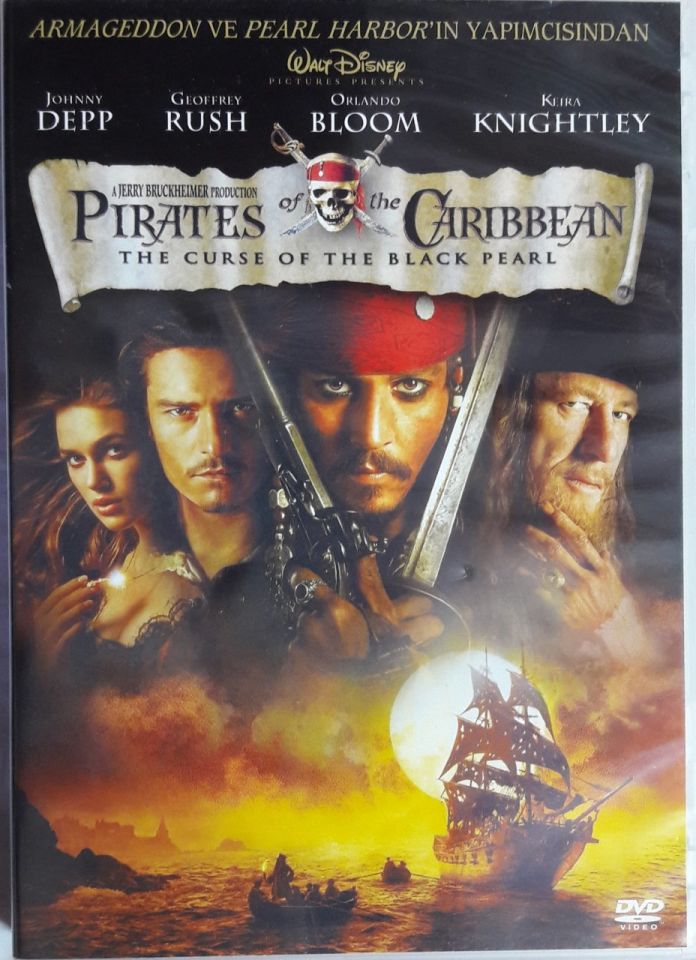 PIRATES OF THE CARIBBEAN THE CURSE OF THE BLACK PEARL - KARAYİP KORSANLARI SİYAH İNCİ'NİN LANETİ - JOHNNY DEPP - GEOFFREY RUSH - ORLANDO BLOOM - DVD 2.EL