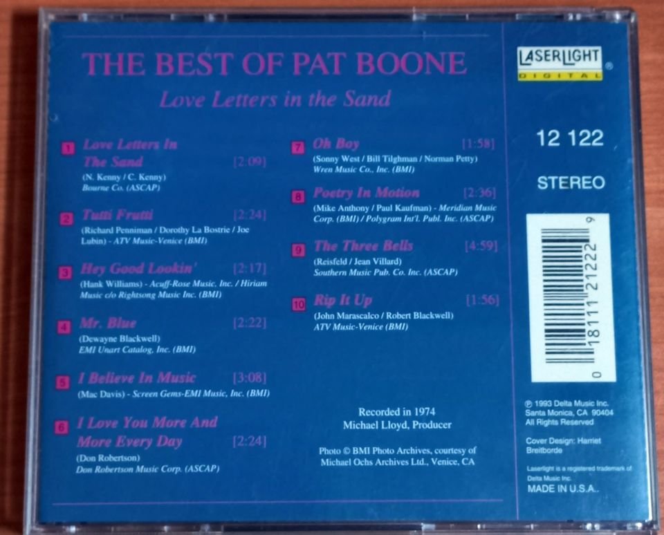 PAT BOONE – THE BEST OF PAT BOONE: LOVE LETTERS IN THE SAND (1993) - CD 2.EL