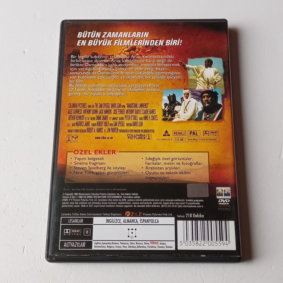 ARABİSTANLI LAWRENCE / LAWRENCE OF ARABIA - ALEC GUINNESS, ANTHONY QUINN - YÖN.: DAVID LEAN - 2DVD 2.EL