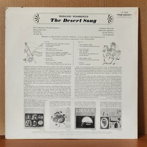SIGMUND ROMBERG, GORDON MACRAE, DOROTHY KIRSTEN – THE DESERT SONG (1963) - LP 2.EL PLAK