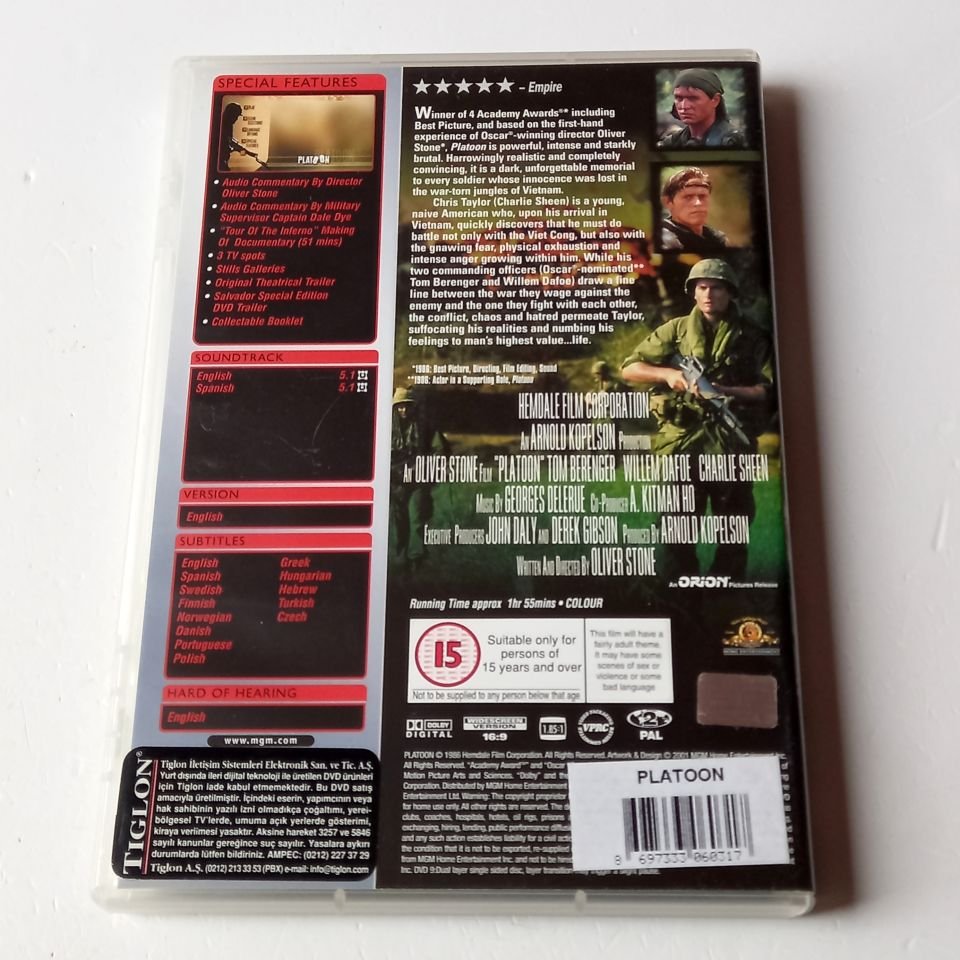 PLATOON - SPECIAL EDITION - TOM BERENGER, WILLEM DAFOE, CHARLIE SHEEN - YÖN.: OLIVER STONE - DVD 2.EL