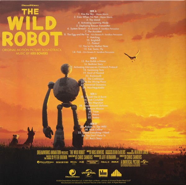 THE WILD ROBOT SOUNDTRACK KRIS BOWERS (2024) - CRYSTAL CLEAR W/BLUE ORB, GREEN, MINT, BLACK SPLATTER 2LP SIFIR PLAK