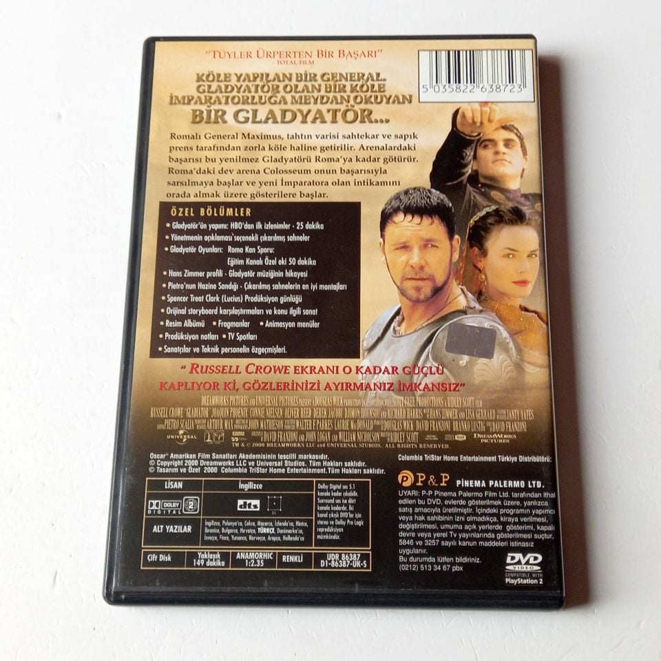 GLADIATOR - RUSSELL CROWE, JOAQUIN PHOENIX, CONNIE NIELSEN - YÖN.: RIDLEY SCOTT - 2DVD 2.EL