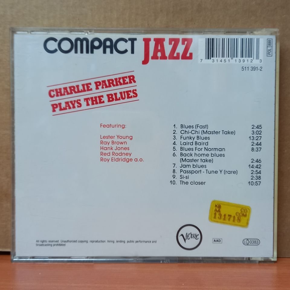 CHARLIE PARKER – CHARLIE PARKER PLAYS THE BLUES (1992) - CD 2.EL