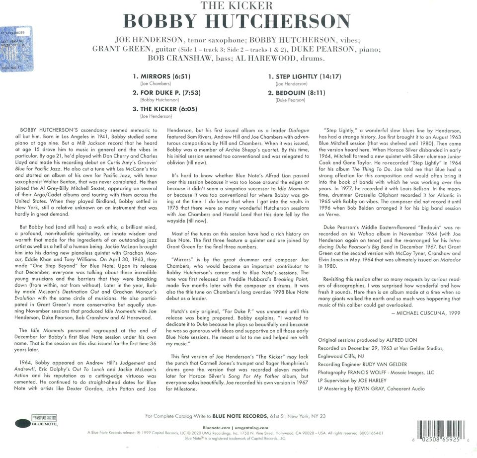 BOBBY HUTCHERSON - THE KICKER (1999) - LP BLUE NOTE TONE POET SERIES 180GR 2020 EDITION SIFIR PLAK