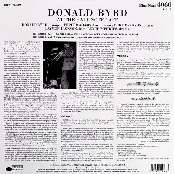 DONALD BYRD - AT THE HALF NOTE CAFE VOL 1 (1961) - LP BLUE NOTE TONE POET SERIES 180GR 2023 EDITION SIFIR PLAK