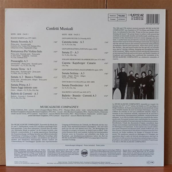 CONFETTI MUSICALI / MUSICALISCHE COMPAGNEY / 17.JAHRHUNDERT - CENTURY - SIECLE (1985) - LP 2.EL PLAK