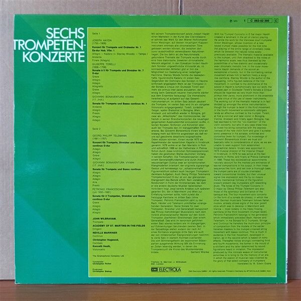 SECHS TROMPETENKONZERTE / JOHN WILBRAHAM, ACADEMY OF ST. MARTIN-IN-THE-FIELDS, NEVILLE MARRINER (1973) - LP 2.EL PLAK