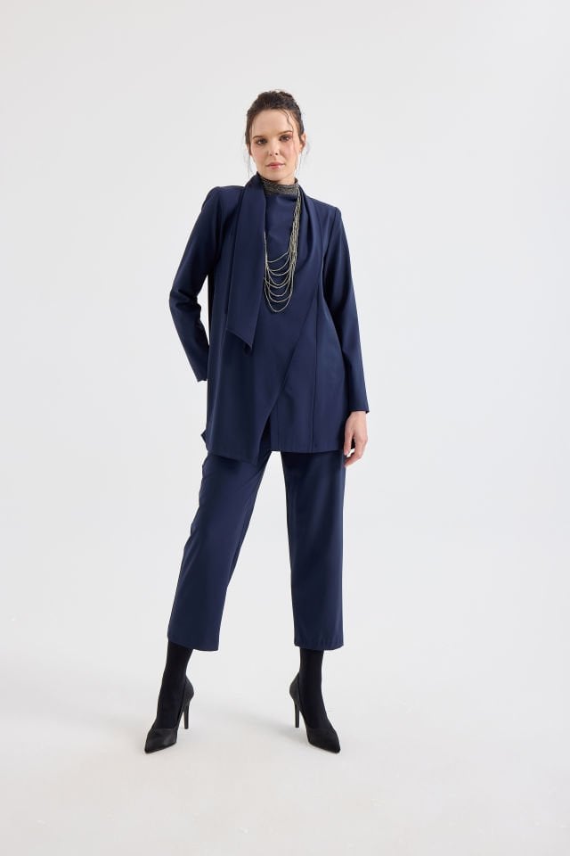 ŞAL DETAYLI CEKET PANTALON TAKIM 40