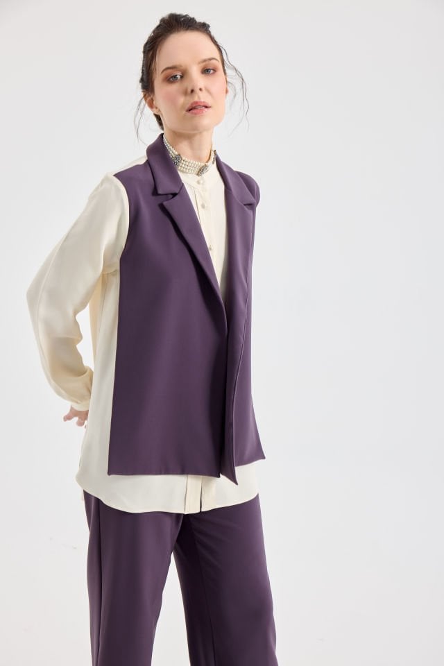 YELEK GÖRÜNÜMLÜ BLUZ PANTALON TAKIM 38