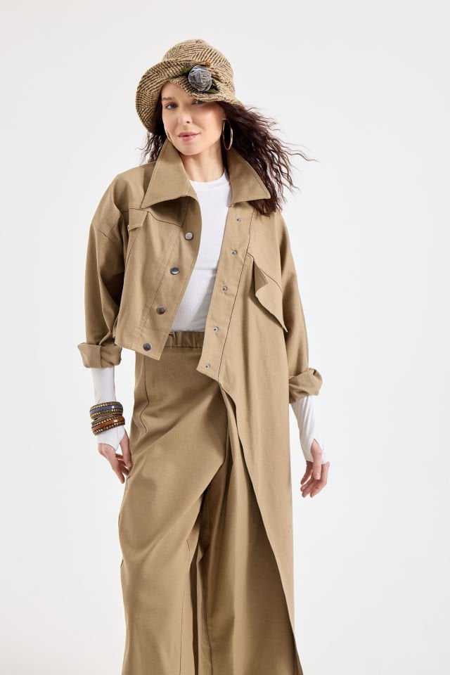 ASİMETRİK KESİM CEKET PANTALON TAKIM 42