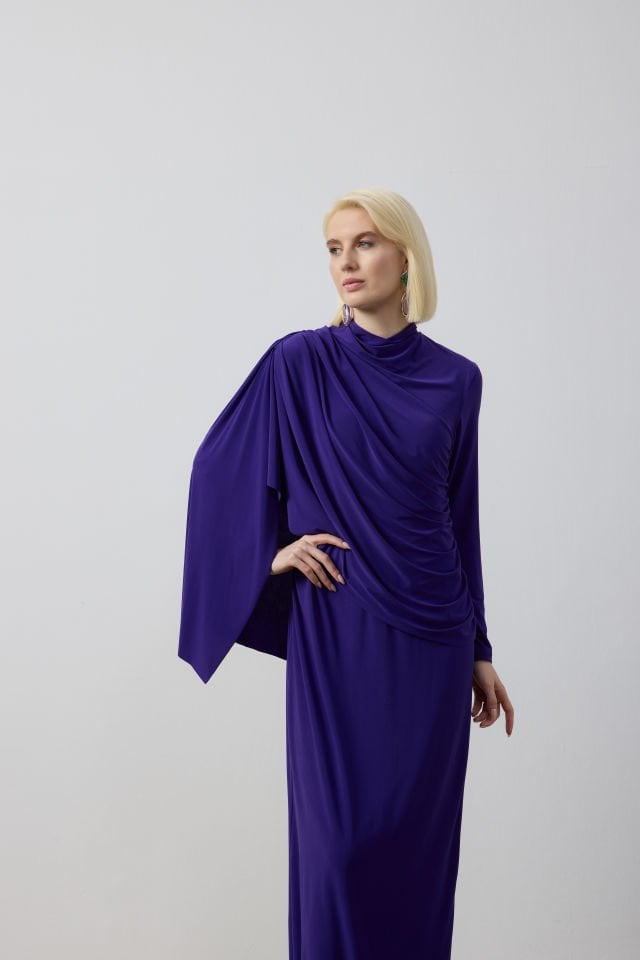 DRAPE VE ŞAL DETAYLI ELBİSE 44