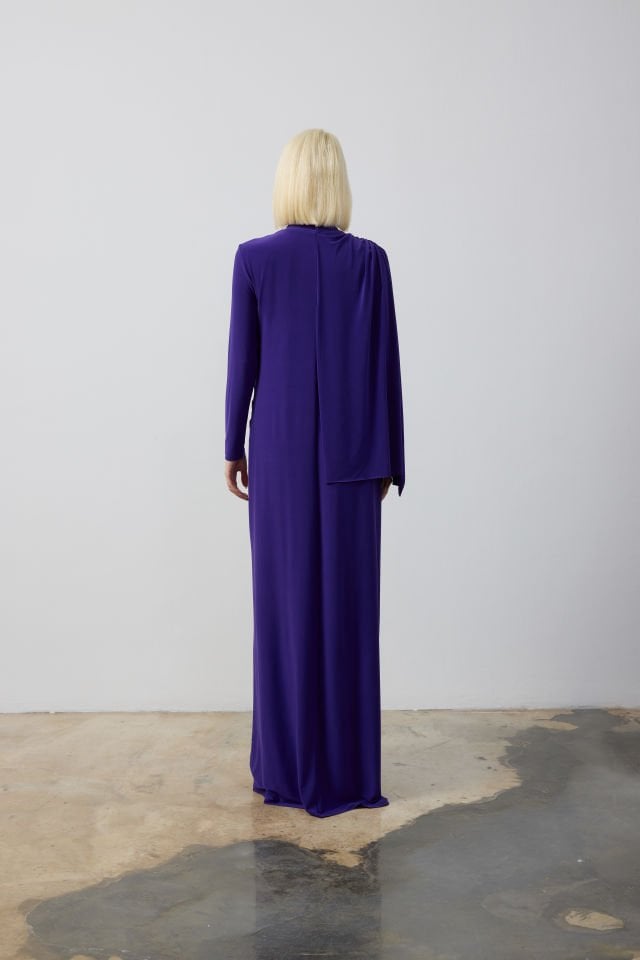 DRAPE VE ŞAL DETAYLI ELBİSE 44