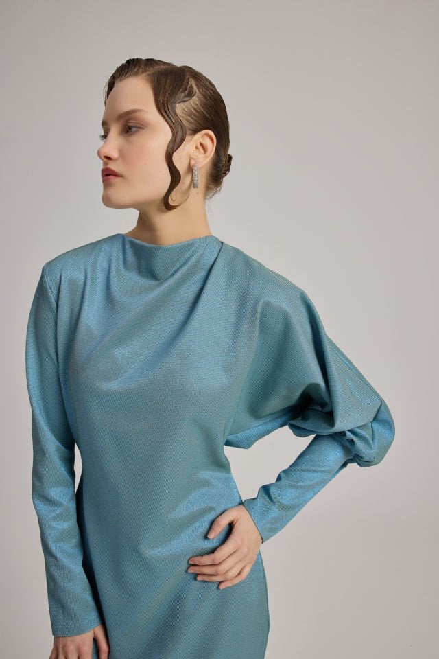 REGLAN KOL MANŞET DETAYLI ELBİSE 44