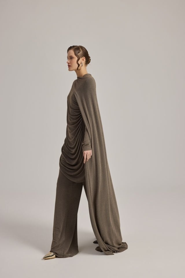 DRAPE DETAYLI TUNİK PANTALON TAKIM 44