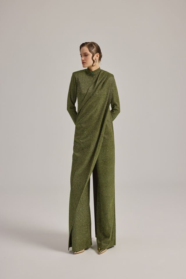 DRAPE DETAYLI TUNİK PANTALON TAKIM 44