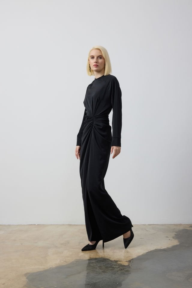 BEL DRAPELİ DERİN YIRTMAÇLI TUNİK PANTALON TAKIM 40