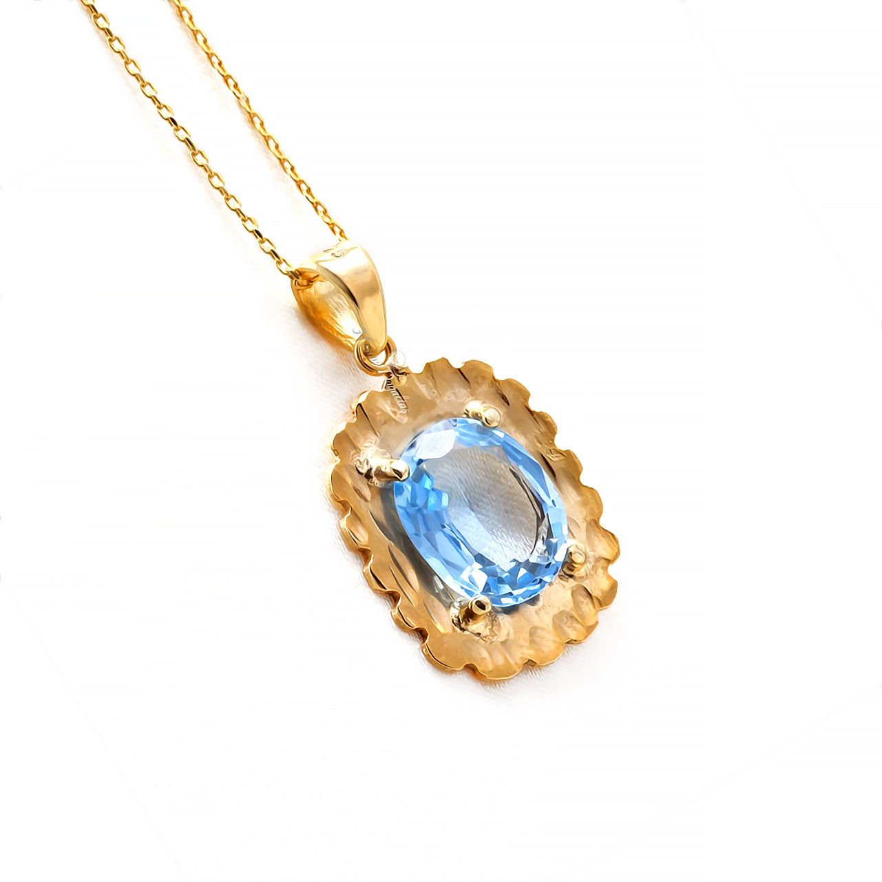 Mavi Topaz Doğaltaşlı Gümüş Kolye M2