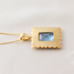 Mavi Topaz Doğaltaşlı Gümüş Kolye