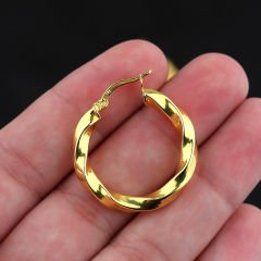 Burgu Model Gold Halka Küpe