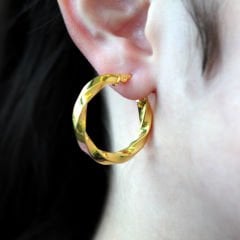 Burgu Model Gold Halka Küpe