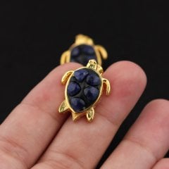Kaplumbağa Modelli Safir Doğaltaşlı Gümüş Küpe