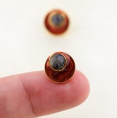 Minimal Mineli Labradorit Gümüş Küpe