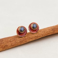 Minimal Mineli Labradorit Gümüş Küpe