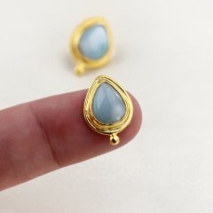 Larimar Doğaltaşlı Gümüş Küpe