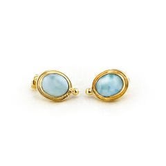 Larimar Doğaltaşlı Minimal Gümüş Küpe
