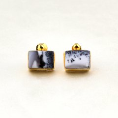 Dendrit Opal Doğaltaşlı Minimal Gümüş Set