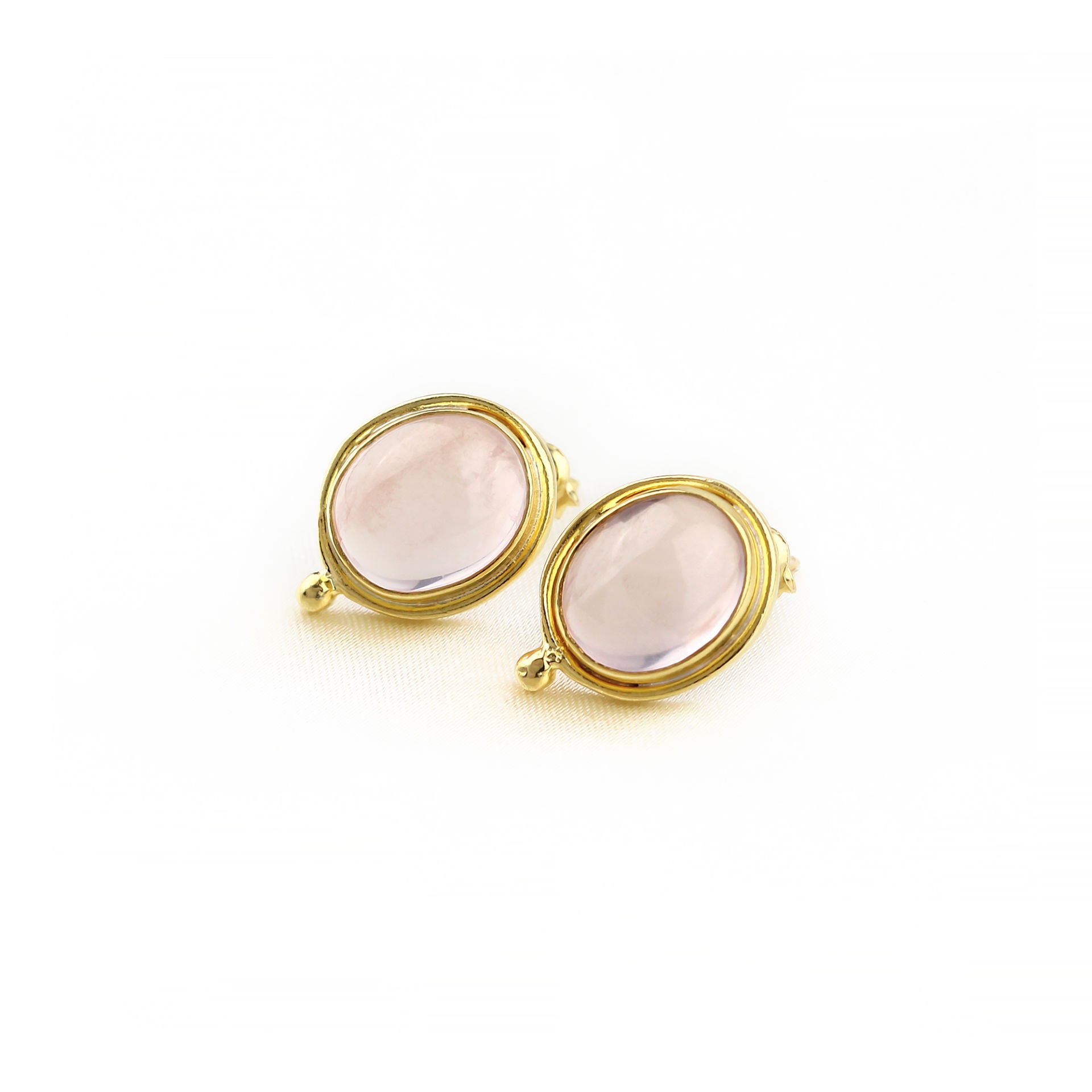 Pembe Kuvars Doğaltaşlı Minimal Gümüş Küpe