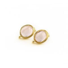 Pembe Kuvars Doğaltaşlı Minimal Gümüş Küpe