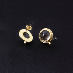 Dumanlı Kuvars Doğaltaşlı Minimal Gümüş Küpe