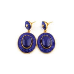 Lapis Lazuli Doğaltaşlı Özel Tasarım Gümüş Küpe