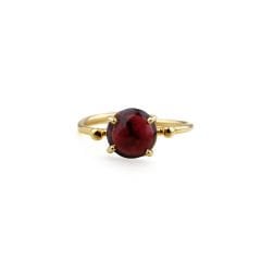Garnet Doğaltaşlı Minimal Gümüş Yüzük