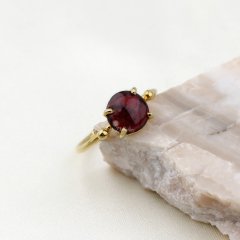 Garnet Doğaltaşlı Minimal Gümüş Yüzük
