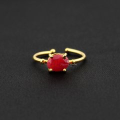 Yakut Doğaltaşlı Minimal Gümüş Yüzük M2